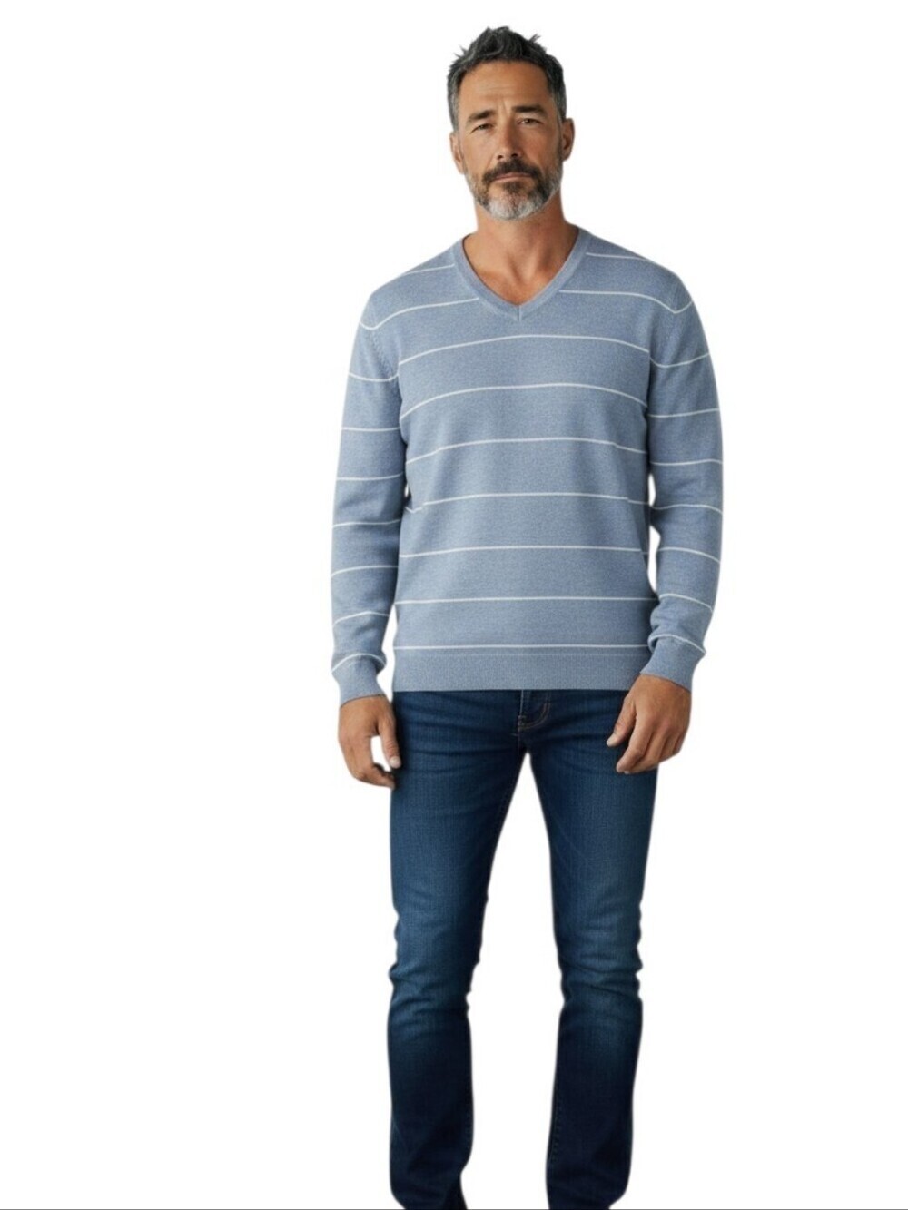 Banana Republic Mens Silk Cashmere Lightweight Sweater Size Med Striped V Neck